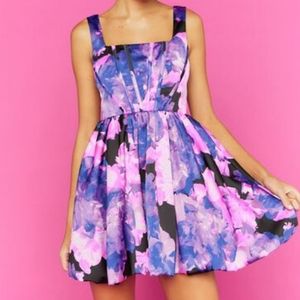 Floral Bubble-Hem Mini Dress
